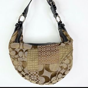 Coach Signature Khaki Small Patchwork Hobo Bag